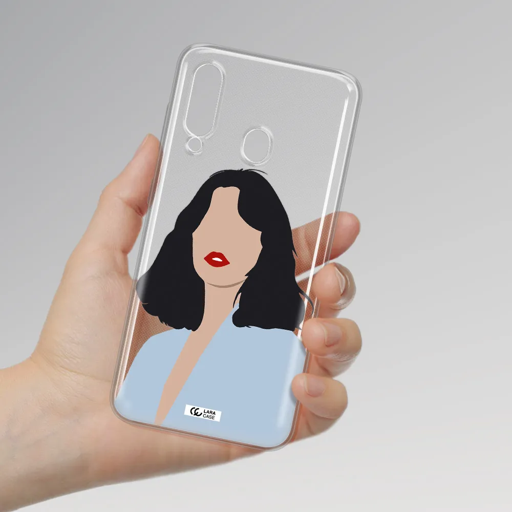 Minimalist Girl Portrait Samsung A60 Clear TPU Case
