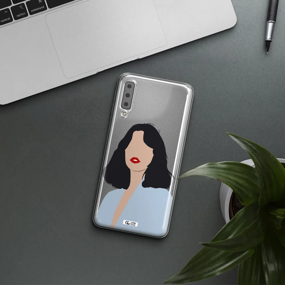 Minimalist Girl Portrait Samsung A7 2018 Clear TPU Case
