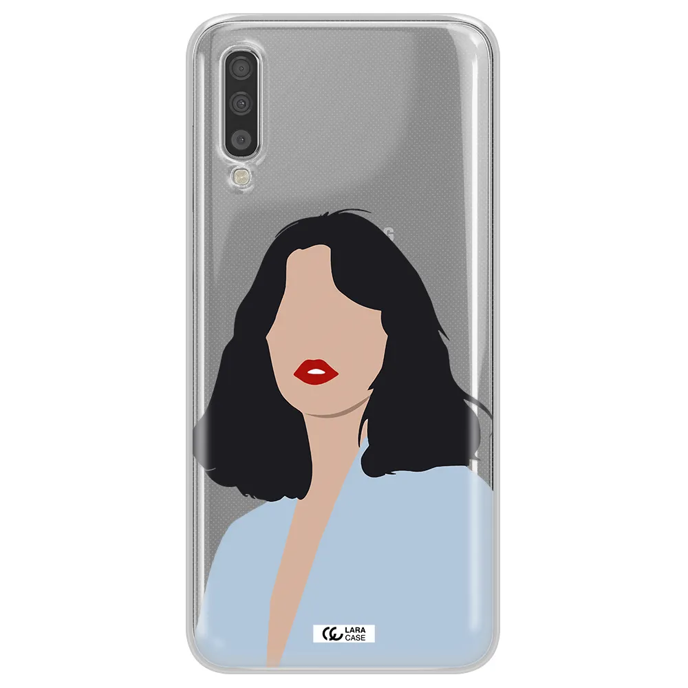 Minimalist Girl Portrait Samsung A70 Clear TPU Case
