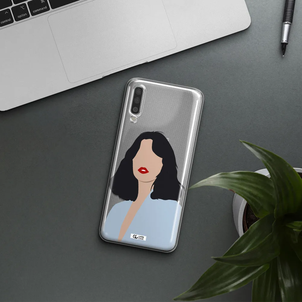 Minimalist Girl Portrait Samsung A70 Clear TPU Case