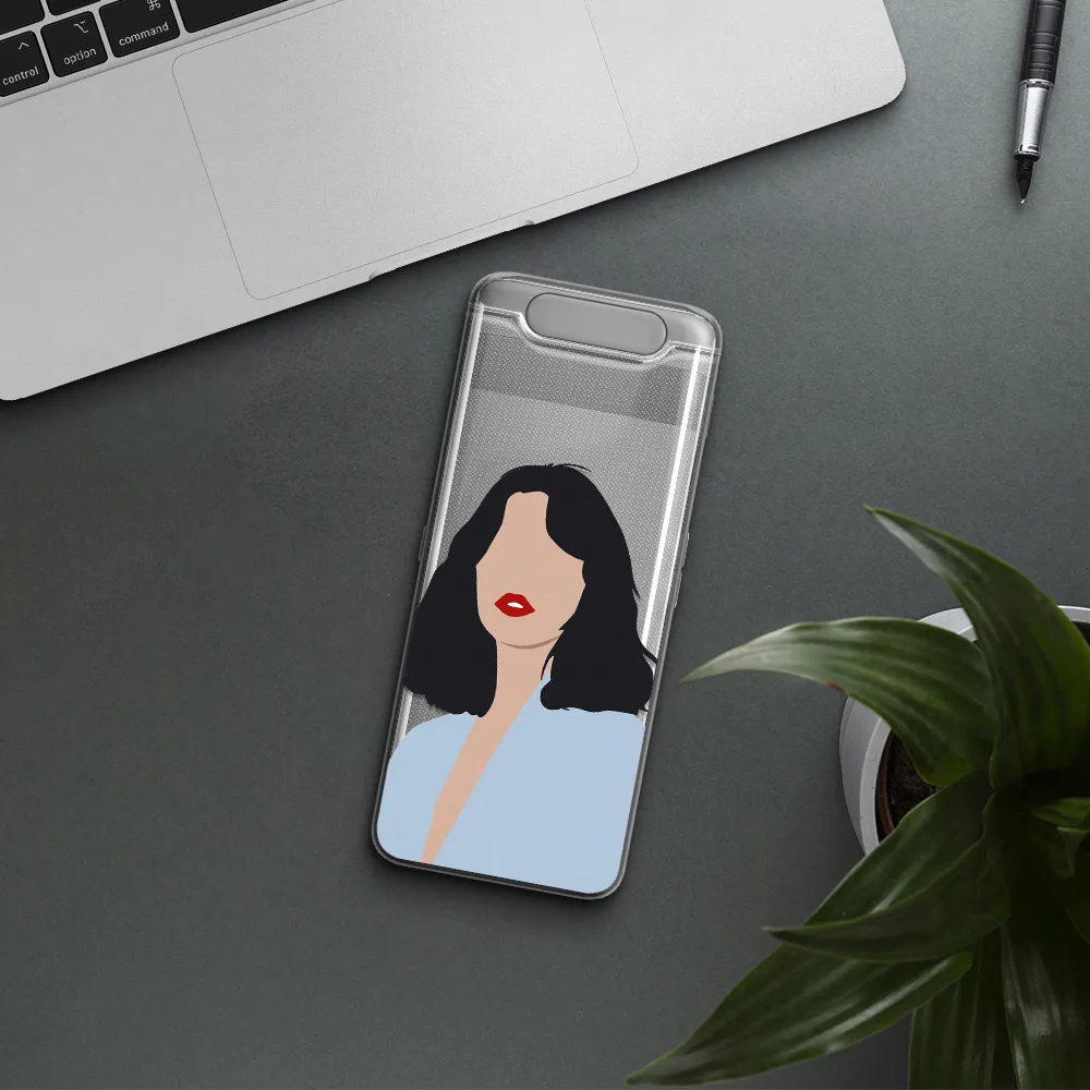 Minimalist Girl Portrait Samsung A80 Clear TPU Case