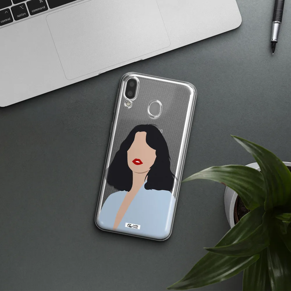 Minimalist Girl Portrait Samsung M20 Clear TPU Case