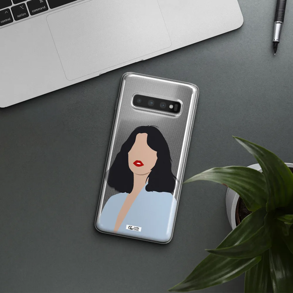 Minimalist Girl Portrait Samsung S10 Clear TPU Case