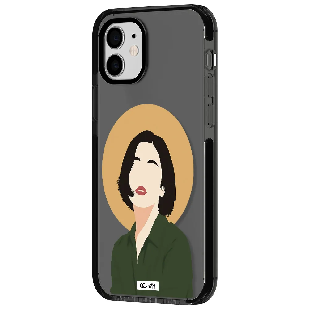 Portrait Of A Girl In A Green Dress Apple iPhone 11 impact Smoke Black Case