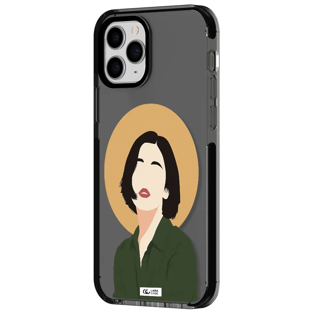 Portrait Of A Girl In A Green Dress Apple iPhone 11 pro max impact Smoke Black Case
