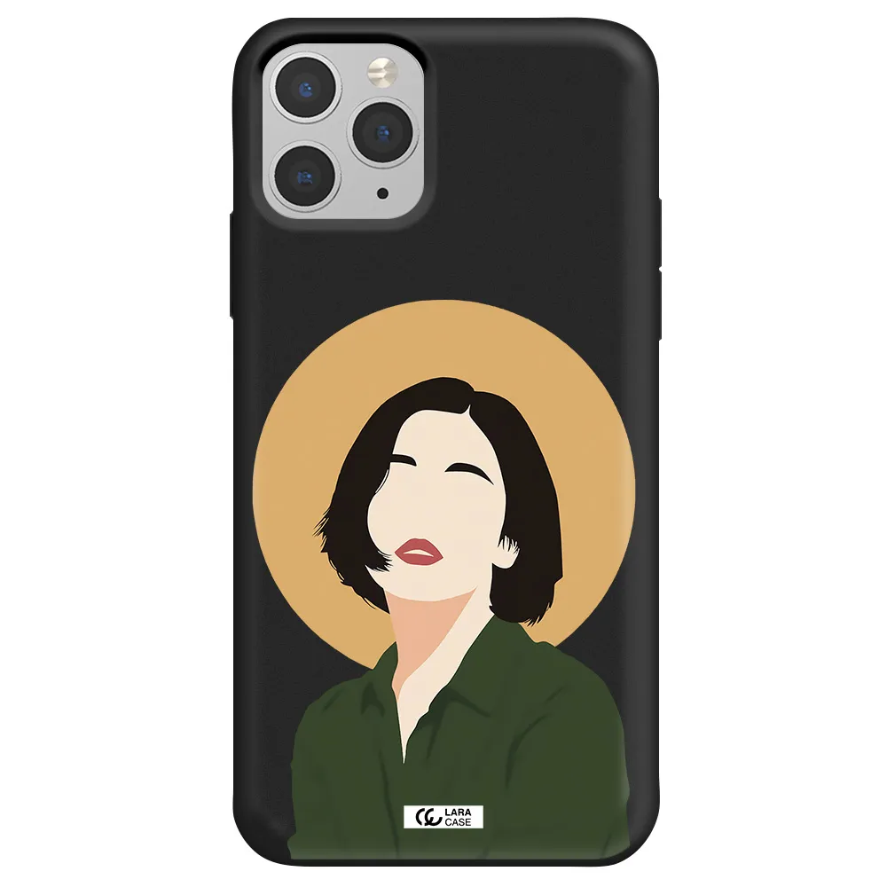 Portrait Of A Girl In A Green Dress Apple iPhone 11 pro max Silicone black Case