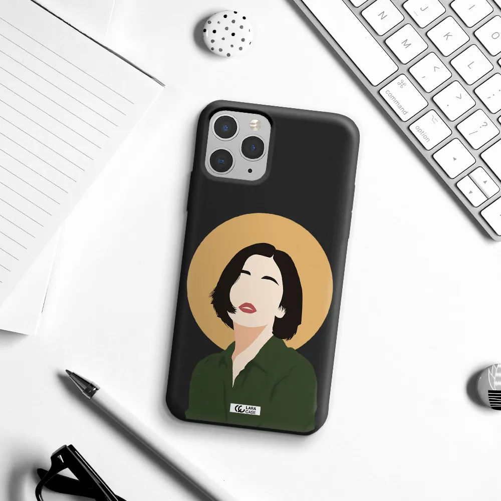 Portrait Of A Girl In A Green Dress Apple iPhone 11 pro max Silicone black Case