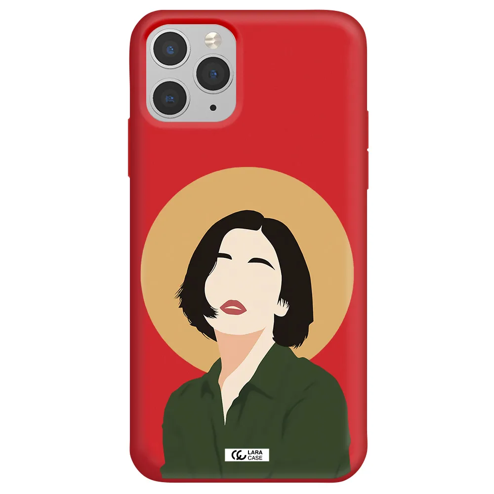 Portrait Of A Girl In A Green Dress Apple iPhone 11 pro max Silicone Imperial Red Case