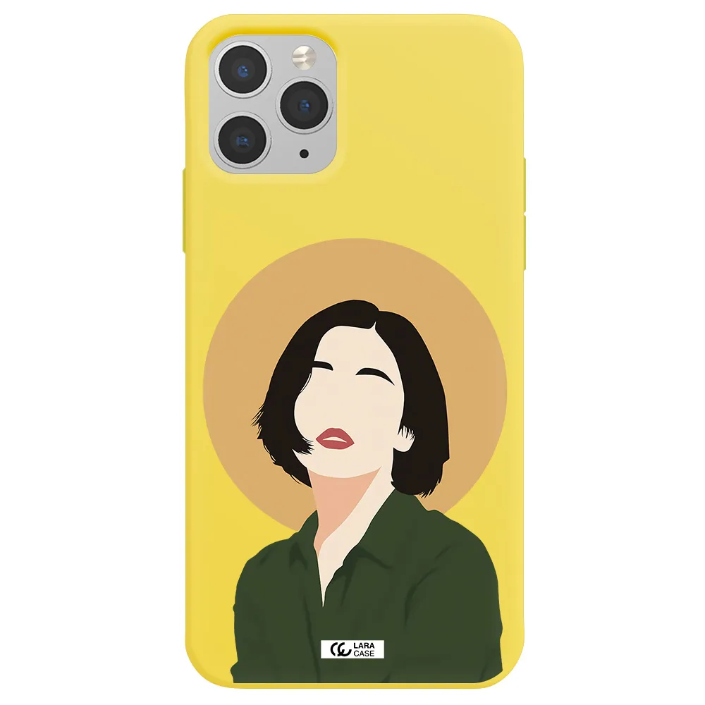 Portrait Of A Girl In A Green Dress Apple iPhone 11 pro Silicone canary yellow Case