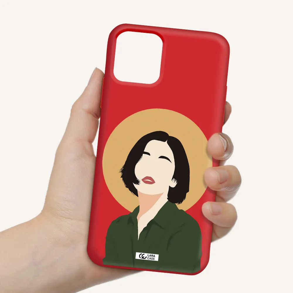 Portrait Of A Girl In A Green Dress Apple iPhone 11 pro Silicone Imperial Red Case