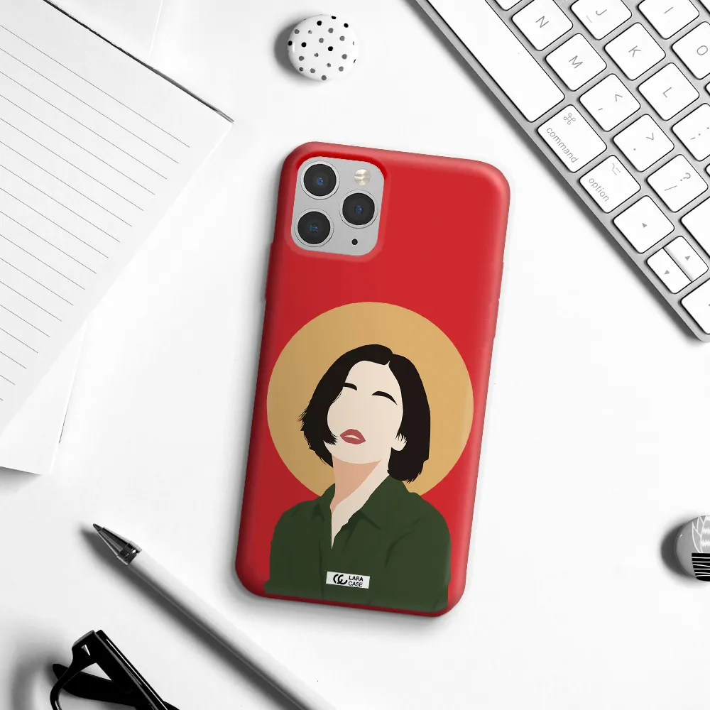 Portrait Of A Girl In A Green Dress Apple iPhone 11 pro Silicone Imperial Red Case