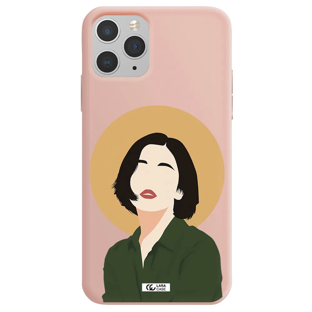 Portrait Of A Girl In A Green Dress Apple iPhone 11 pro Silicone pastel pink Case