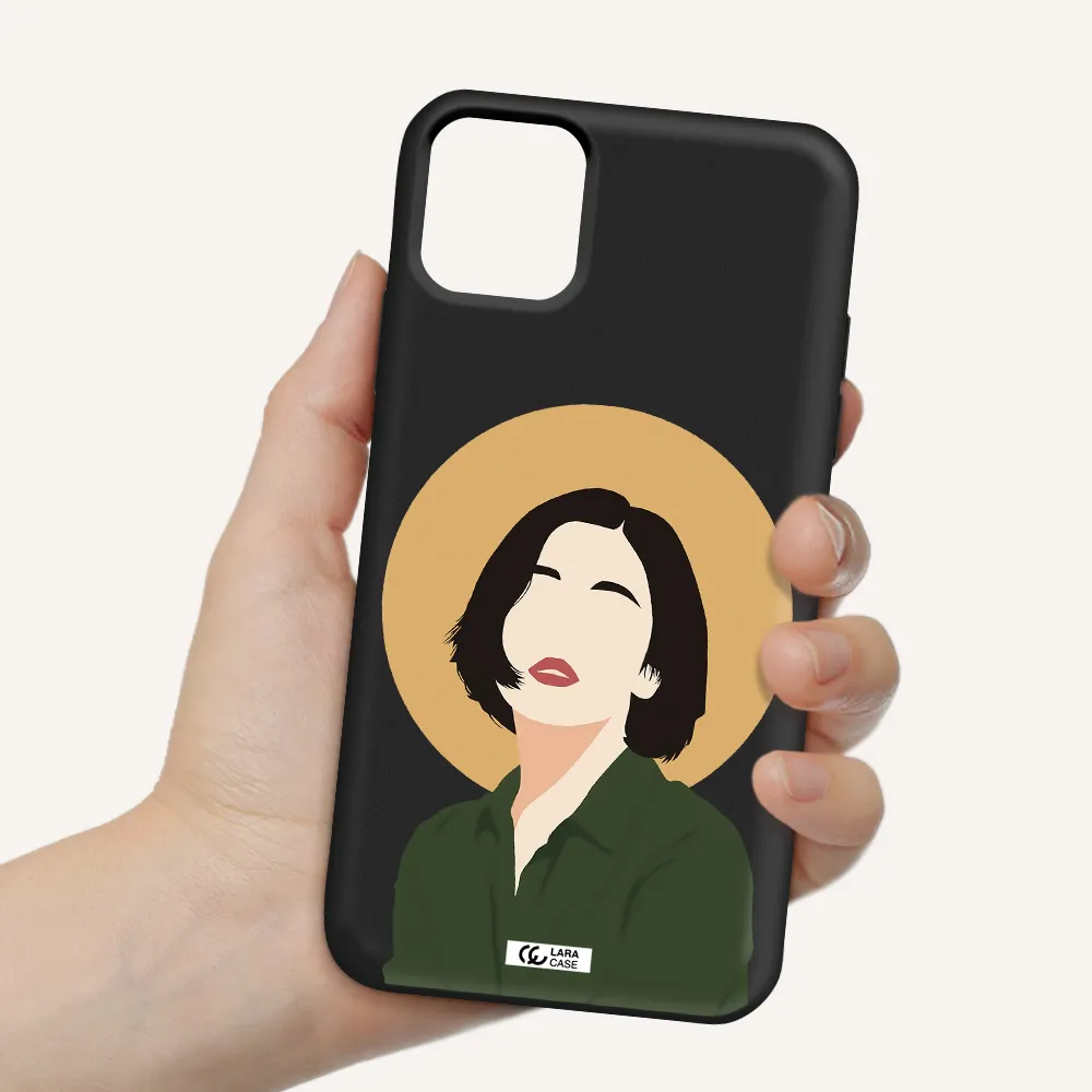 Portrait Of A Girl In A Green Dress Apple iPhone 11 Silicone black Case