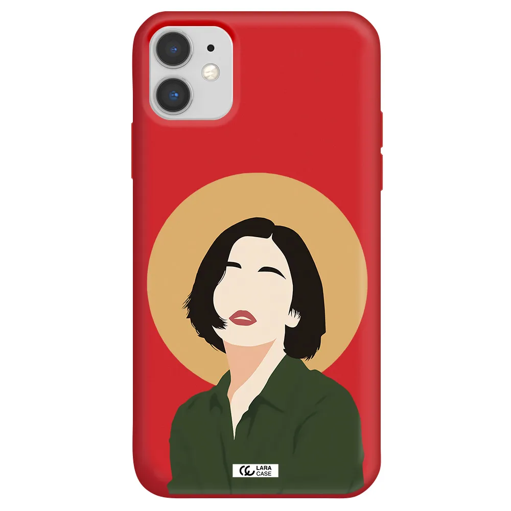 Portrait Of A Girl In A Green Dress Apple iPhone 11 Silicone Imperial Red Case