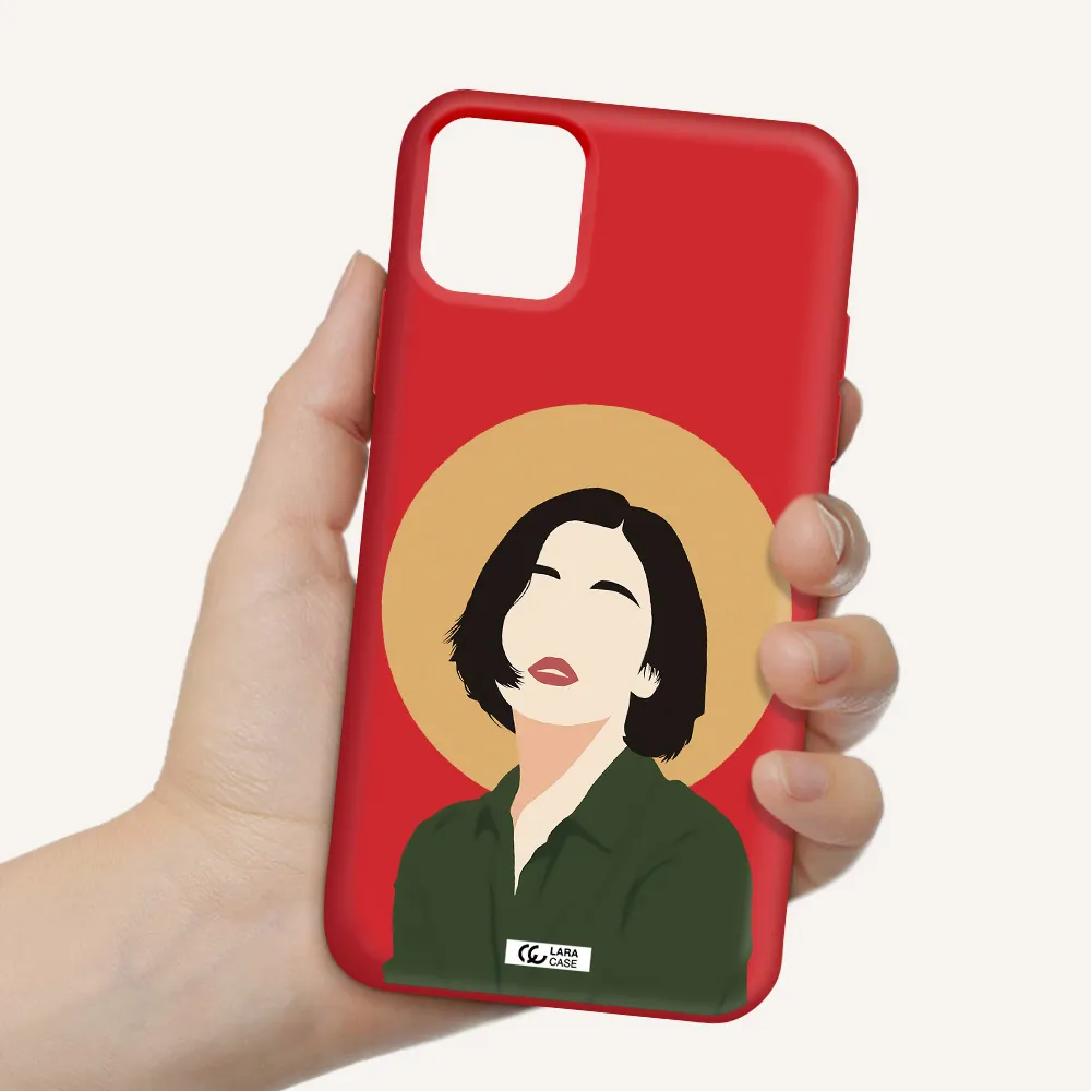 Portrait Of A Girl In A Green Dress Apple iPhone 11 Silicone Imperial Red Case