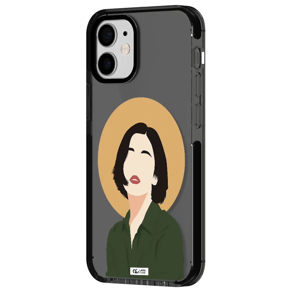 Portrait Of A Girl In A Green Dress Apple iPhone 12 mini impact Smoke Black Case