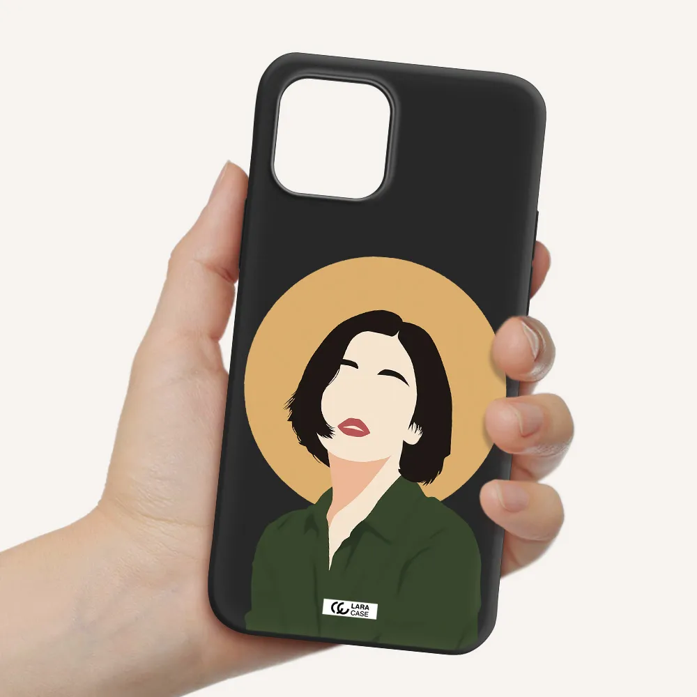 Portrait Of A Girl In A Green Dress Apple iPhone 12 mini Silicone black Case