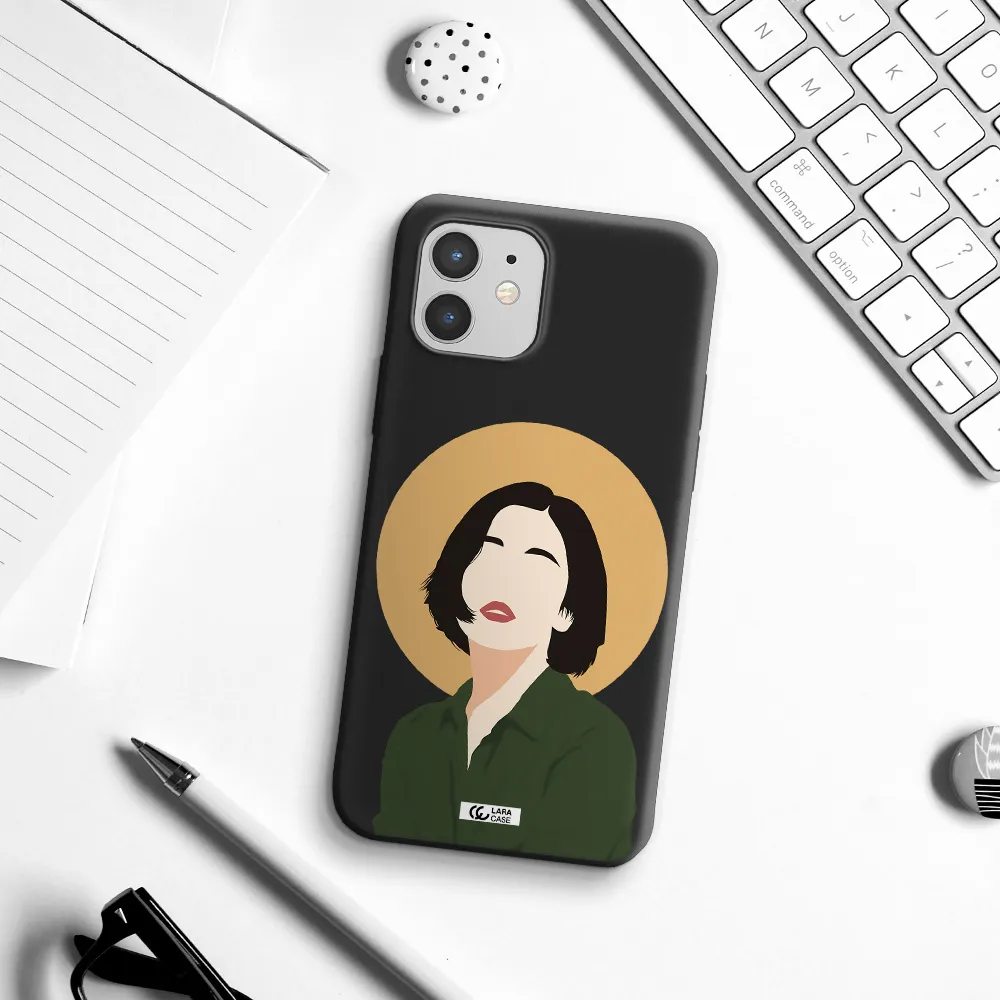 Portrait Of A Girl In A Green Dress Apple iPhone 12 mini Silicone black Case