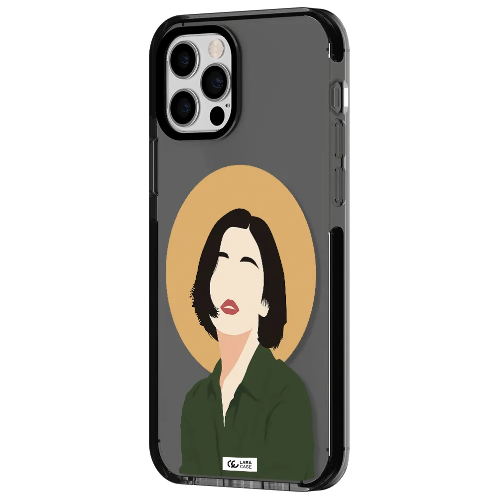 Portrait Of A Girl In A Green Dress Apple iPhone 12 pro impact Smoke Black Case