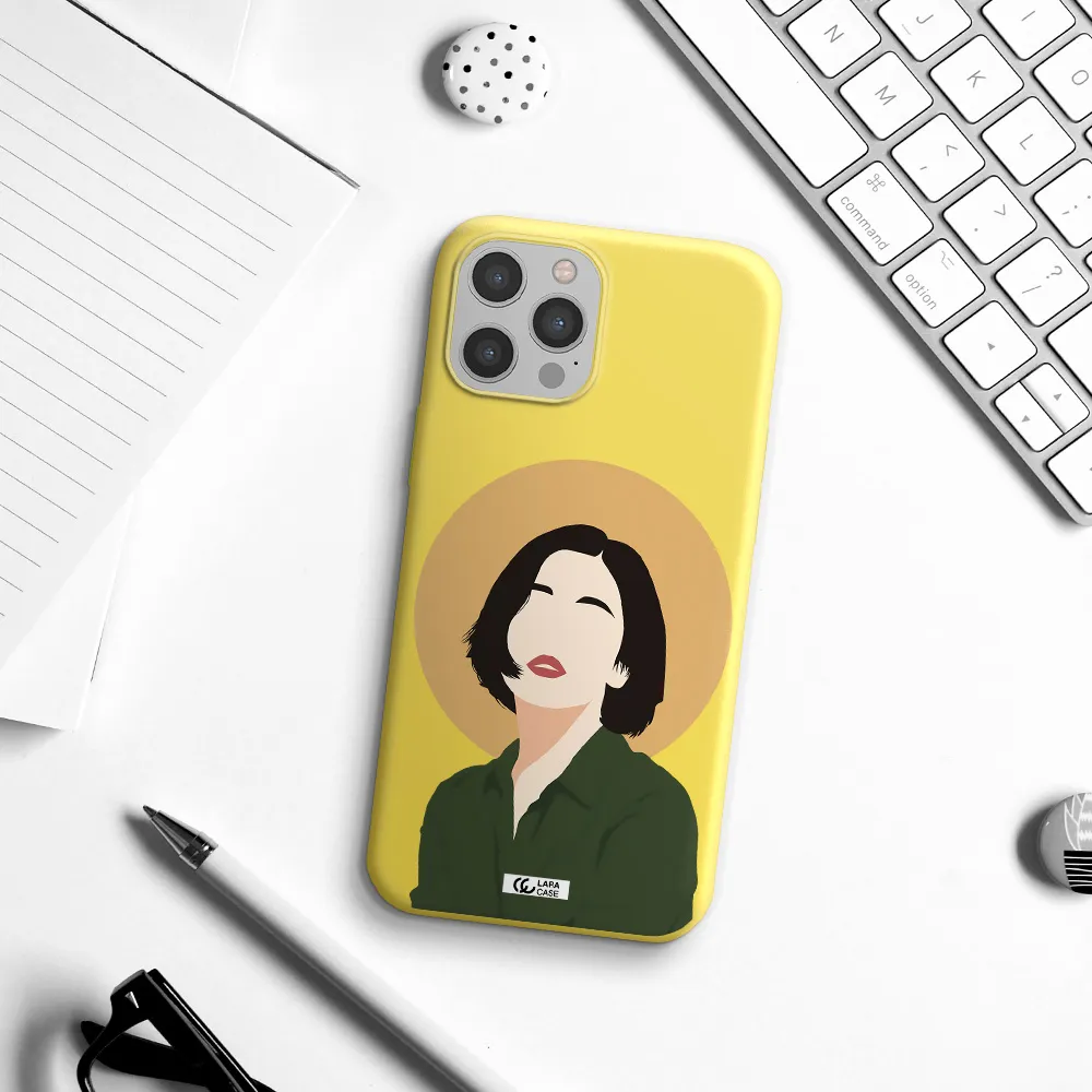 Portrait Of A Girl In A Green Dress Apple iPhone 12 pro max Silicone canary yellow Case