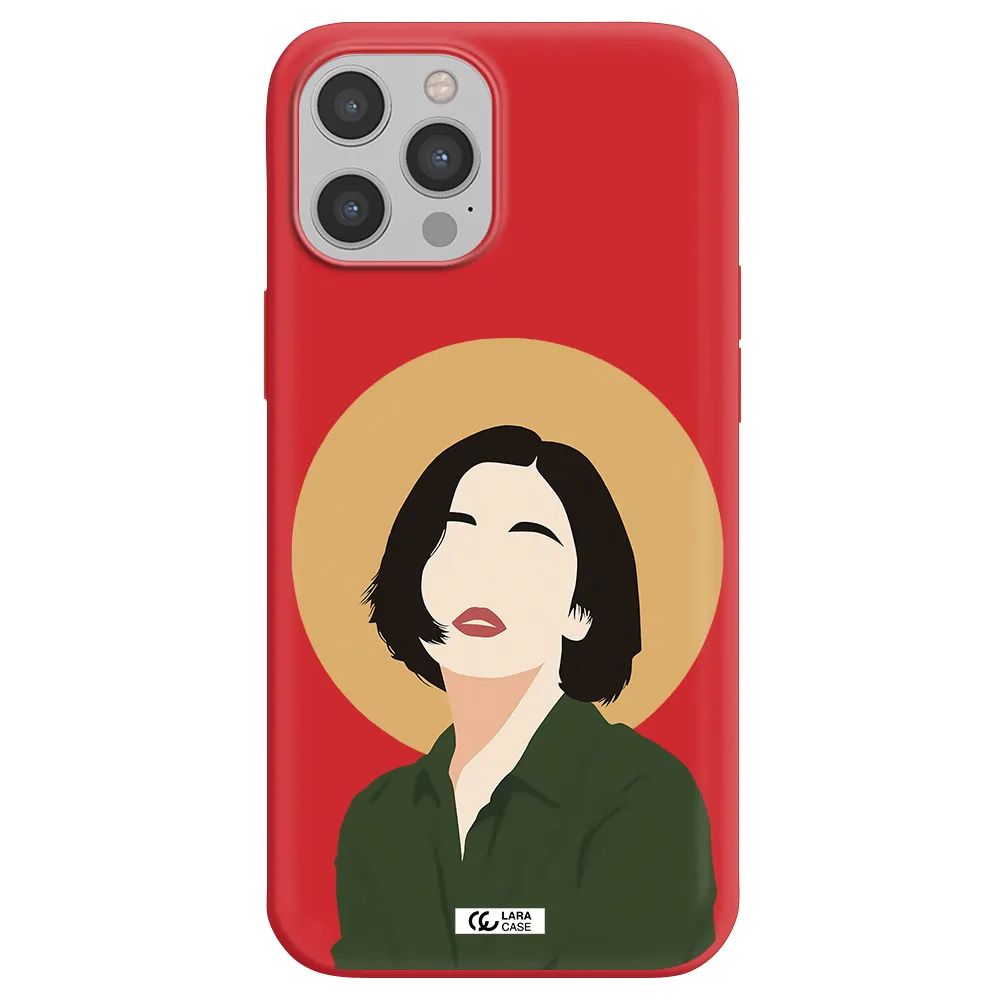 Portrait Of A Girl In A Green Dress Apple iPhone 12 pro max Silicone Imperial Red Case