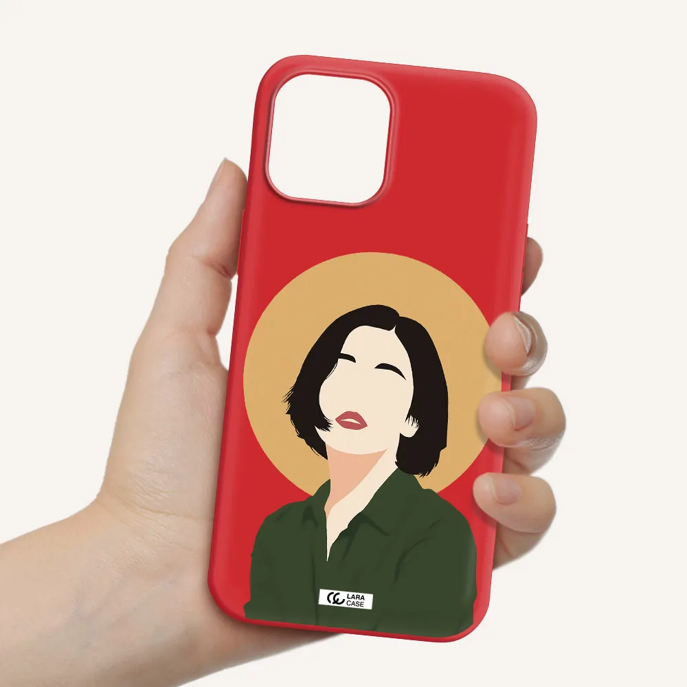 Portrait Of A Girl In A Green Dress Apple iPhone 12 pro max Silicone Imperial Red Case