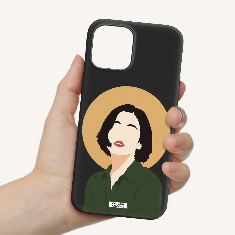Portrait Of A Girl In A Green Dress Apple iPhone 12 pro Silicone black Case