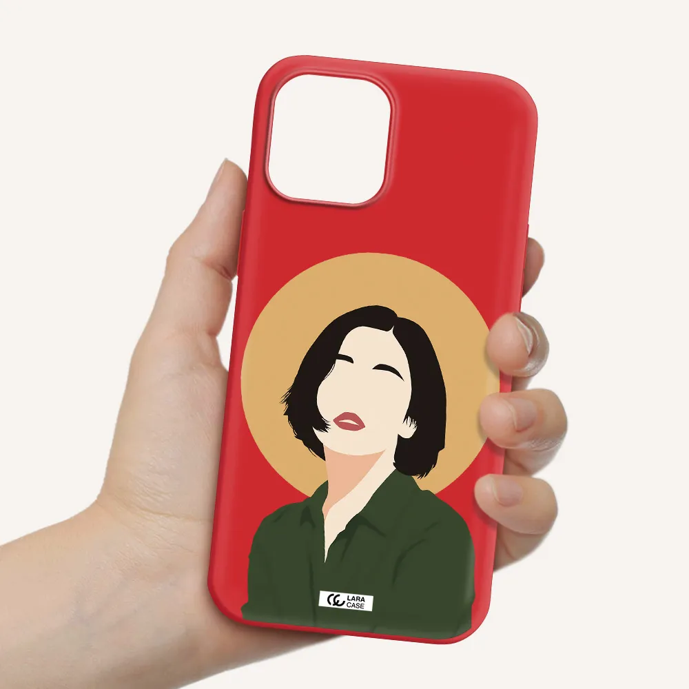 Portrait Of A Girl In A Green Dress Apple iPhone 12 pro Silicone Imperial Red Case