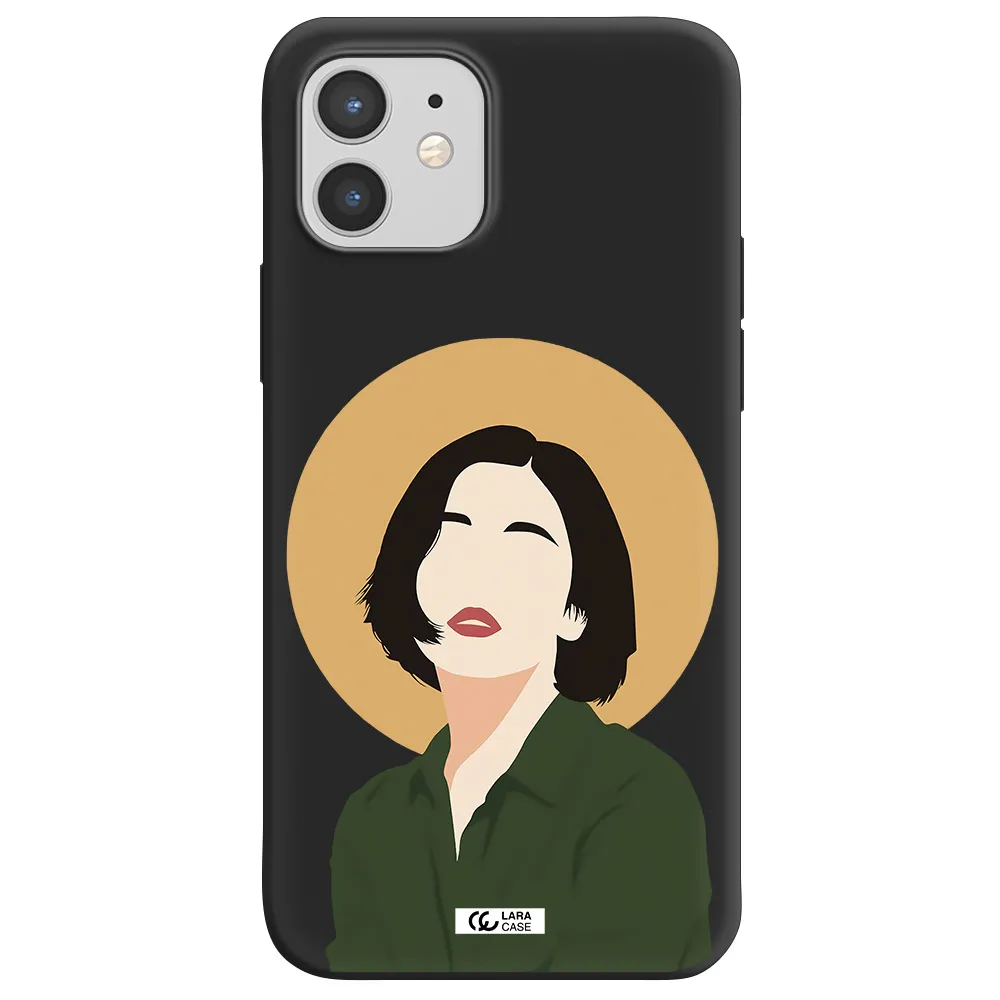 Portrait Of A Girl In A Green Dress Apple iPhone 12 Silicone black Case