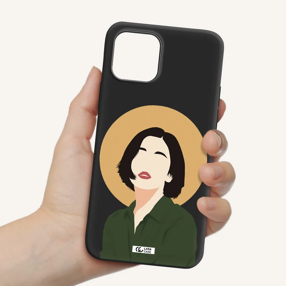Portrait Of A Girl In A Green Dress Apple iPhone 12 Silicone black Case