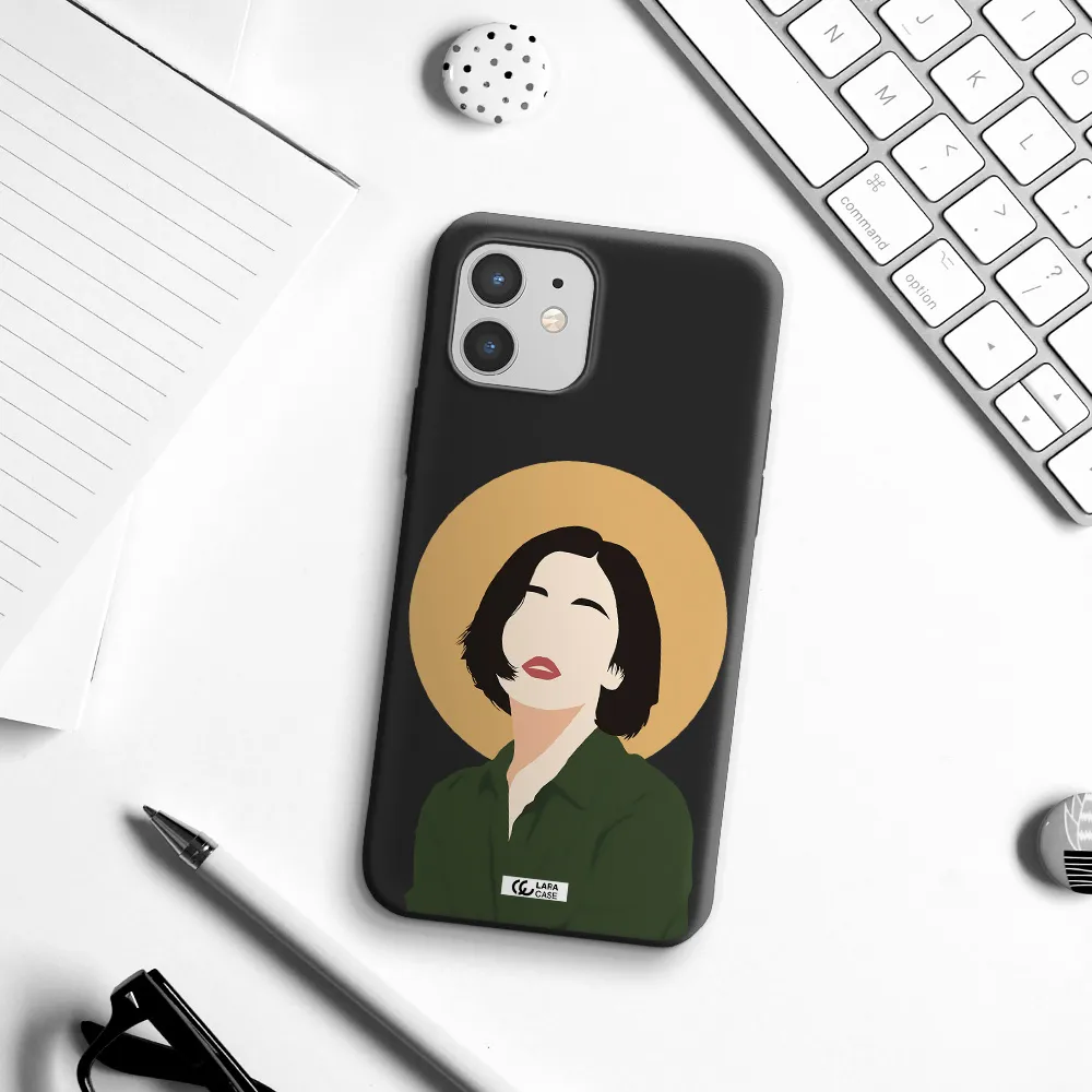 Portrait Of A Girl In A Green Dress Apple iPhone 12 Silicone black Case