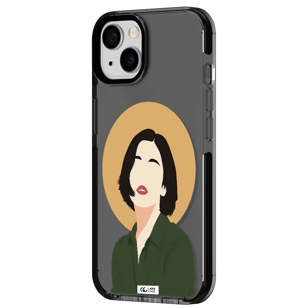 Portrait Of A Girl In A Green Dress Apple iPhone 13 impact Smoke Black Case