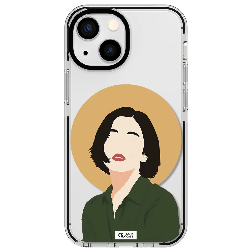Portrait Of A Girl In A Green Dress Apple iPhone 13 mini impact black border Case