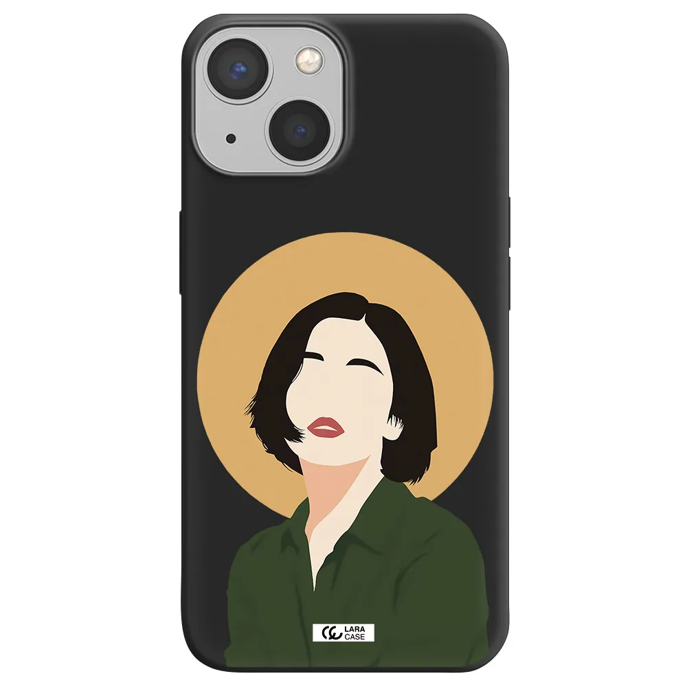 Portrait Of A Girl In A Green Dress Apple iPhone 13 mini Silicone black Case
