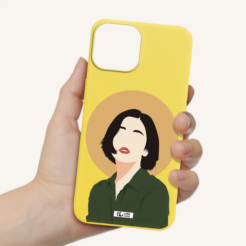 Portrait Of A Girl In A Green Dress Apple iPhone 13 mini Silicone canary yellow Case