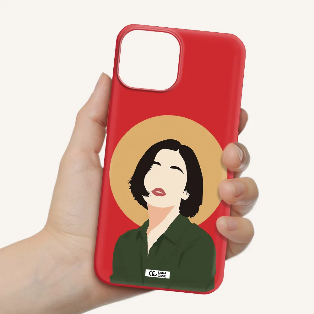 Portrait Of A Girl In A Green Dress Apple iPhone 13 mini Silicone Imperial Red Case