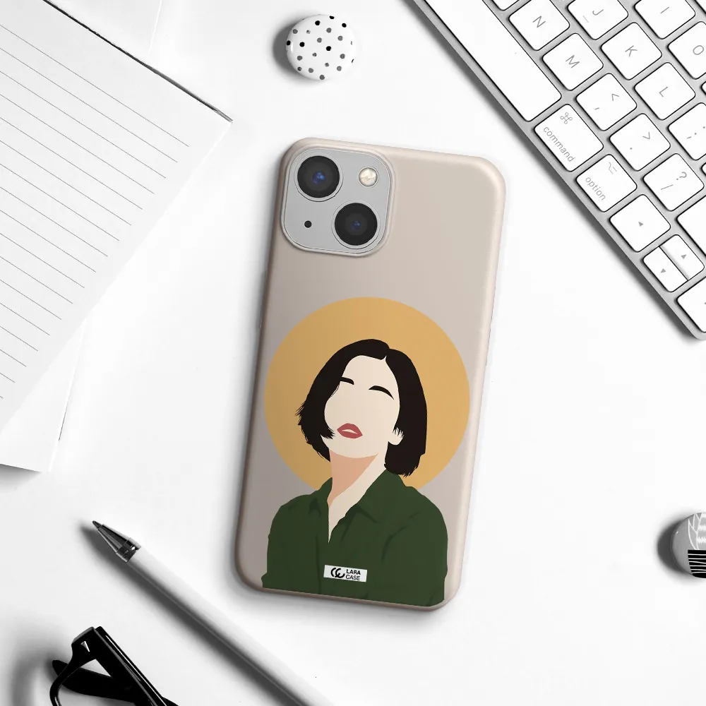 Portrait Of A Girl In A Green Dress Apple iPhone 13 mini Silicone Stone Case