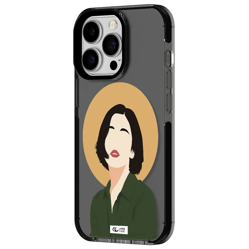 Portrait Of A Girl In A Green Dress Apple iPhone 13 Pro impact Smoke Black Case