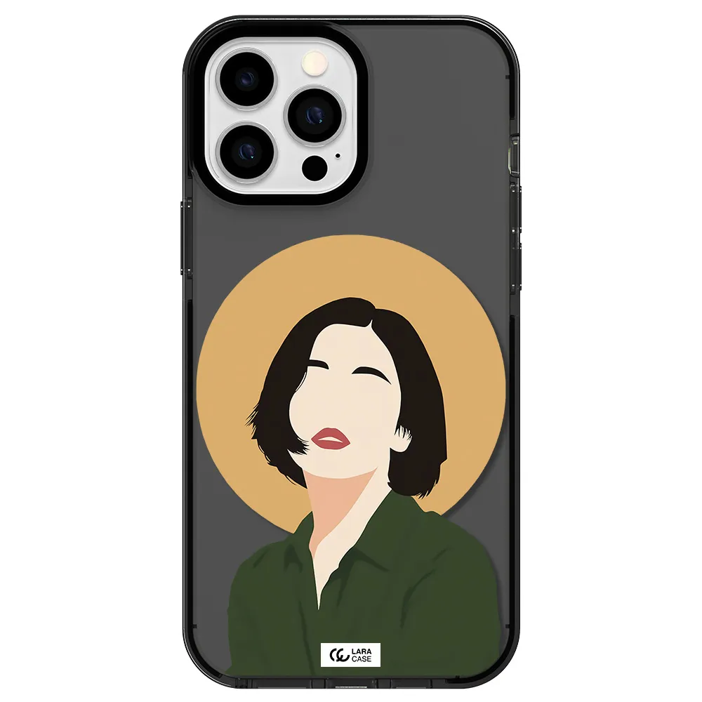 Portrait Of A Girl In A Green Dress Apple iPhone 13 Pro Max impact Smoke Black Case