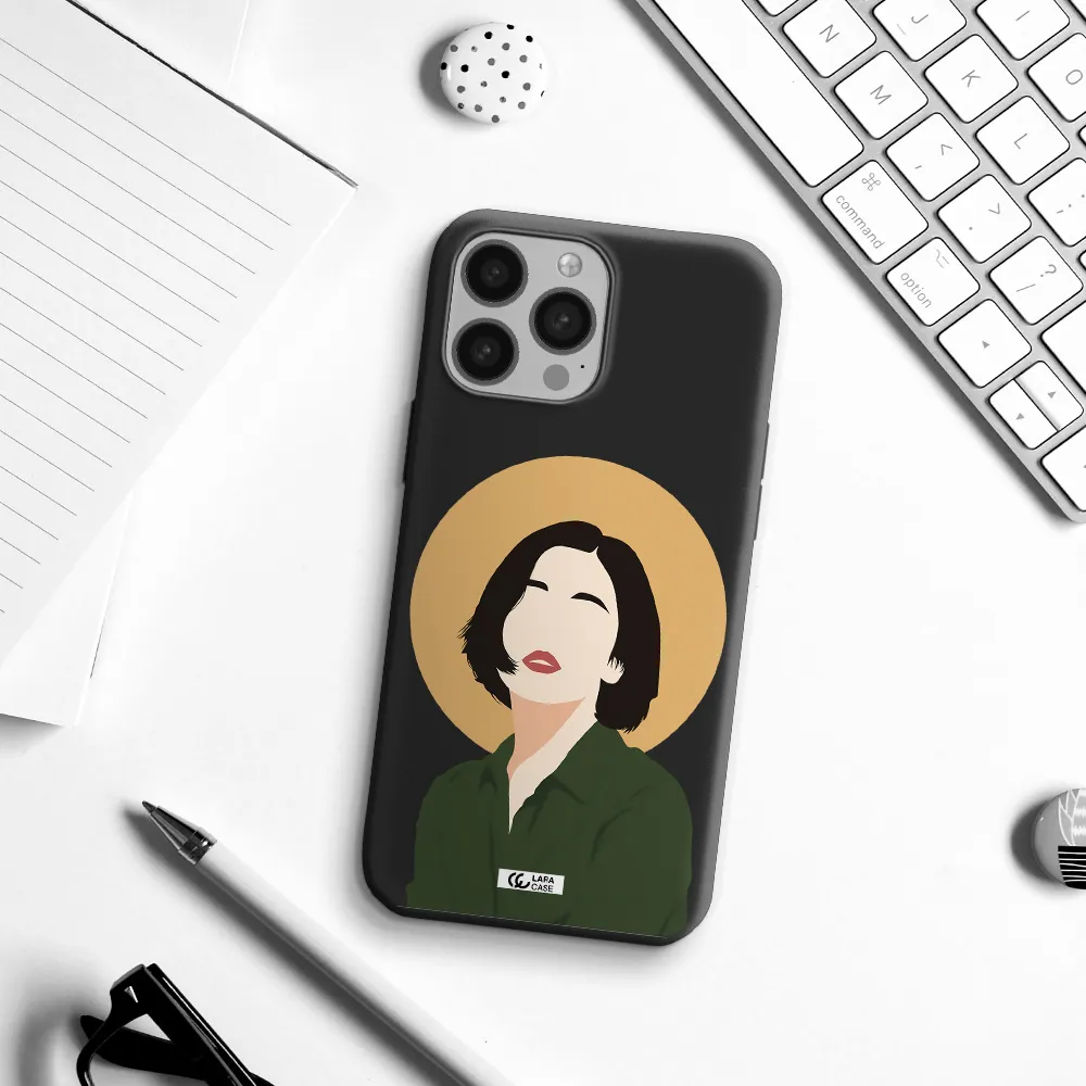 Portrait Of A Girl In A Green Dress Apple iPhone 13 Pro Max Silicone black Case