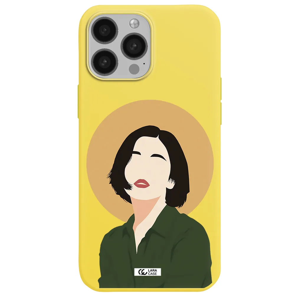 Portrait Of A Girl In A Green Dress Apple iPhone 13 Pro Max Silicone canary yellow Case