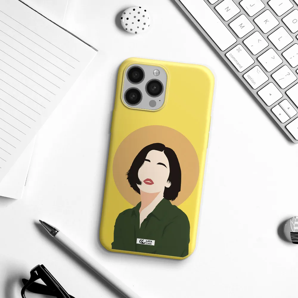 Portrait Of A Girl In A Green Dress Apple iPhone 13 Pro Max Silicone canary yellow Case