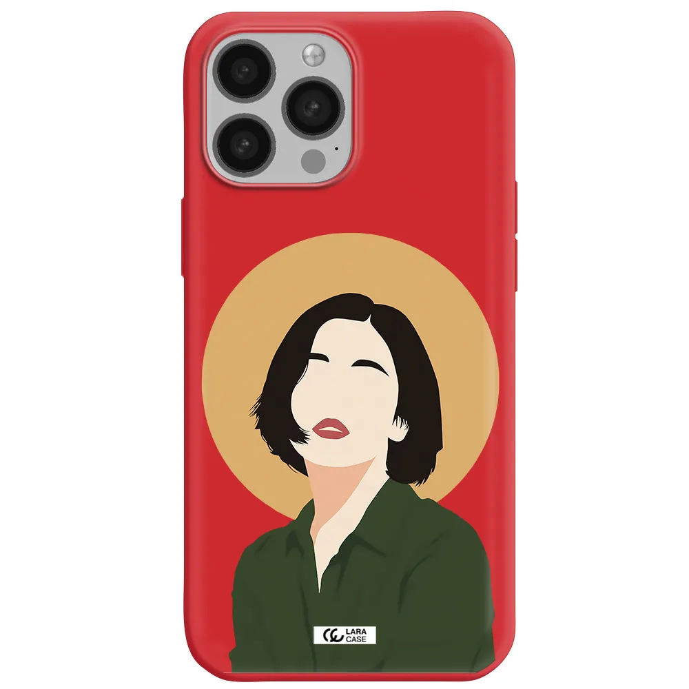 Portrait Of A Girl In A Green Dress Apple iPhone 13 Pro Max Silicone Imperial Red Case