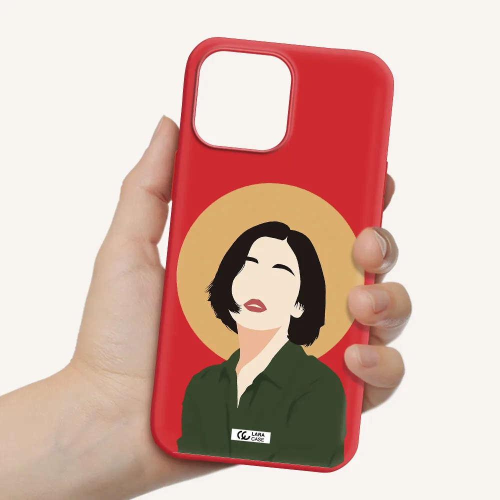 Portrait Of A Girl In A Green Dress Apple iPhone 13 Pro Max Silicone Imperial Red Case