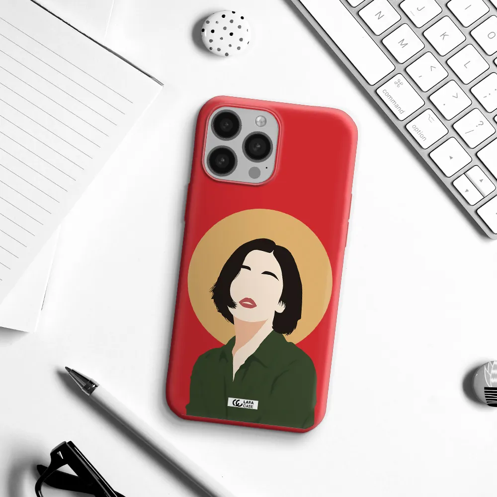 Portrait Of A Girl In A Green Dress Apple iPhone 13 Pro Max Silicone Imperial Red Case