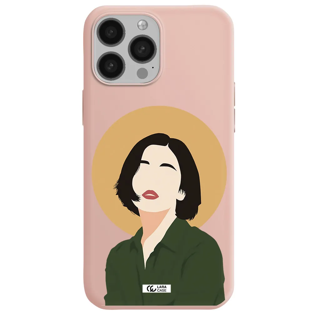 Portrait Of A Girl In A Green Dress Apple iPhone 13 Pro Max Silicone pastel pink Case