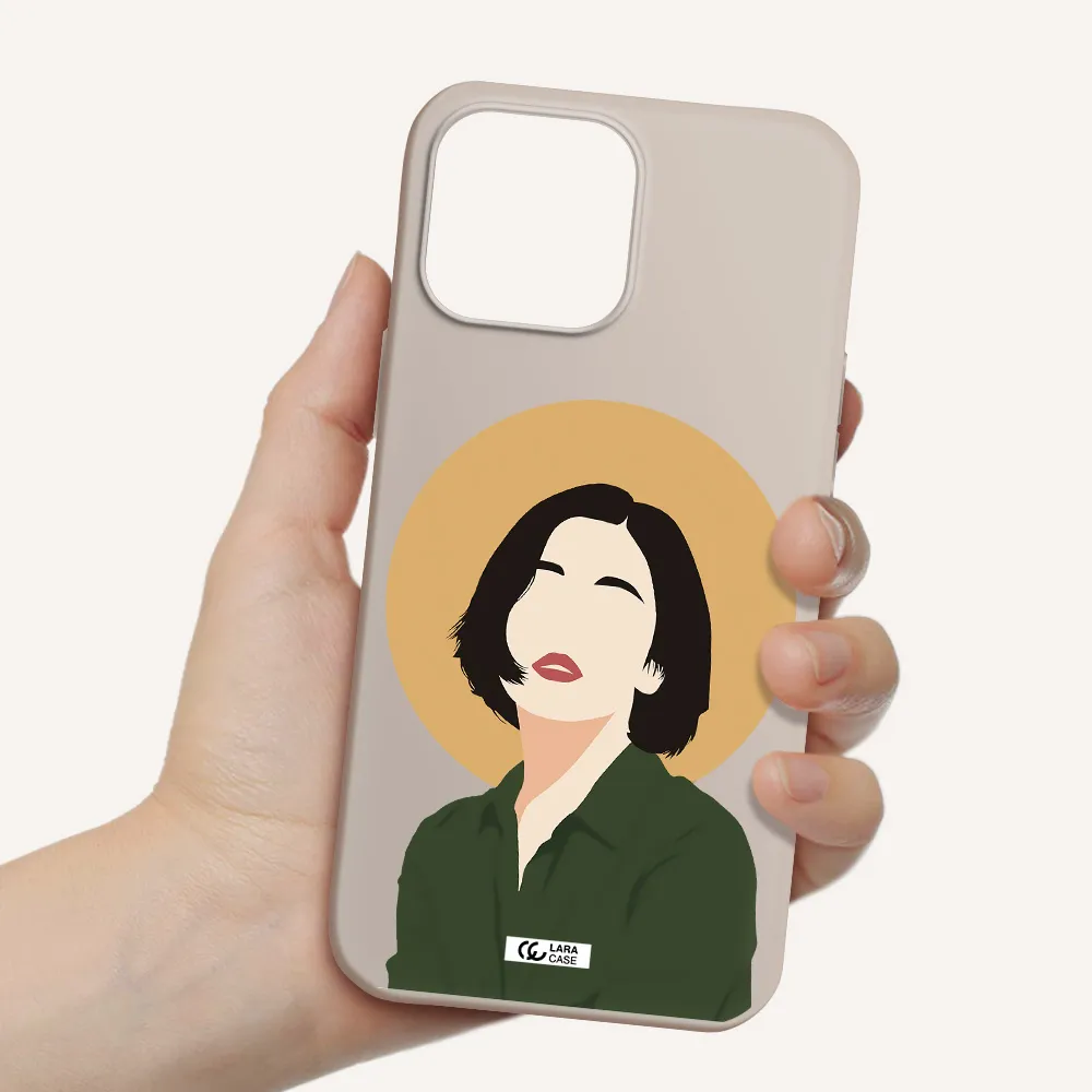 Portrait Of A Girl In A Green Dress Apple iPhone 13 Pro Max Silicone Stone Case