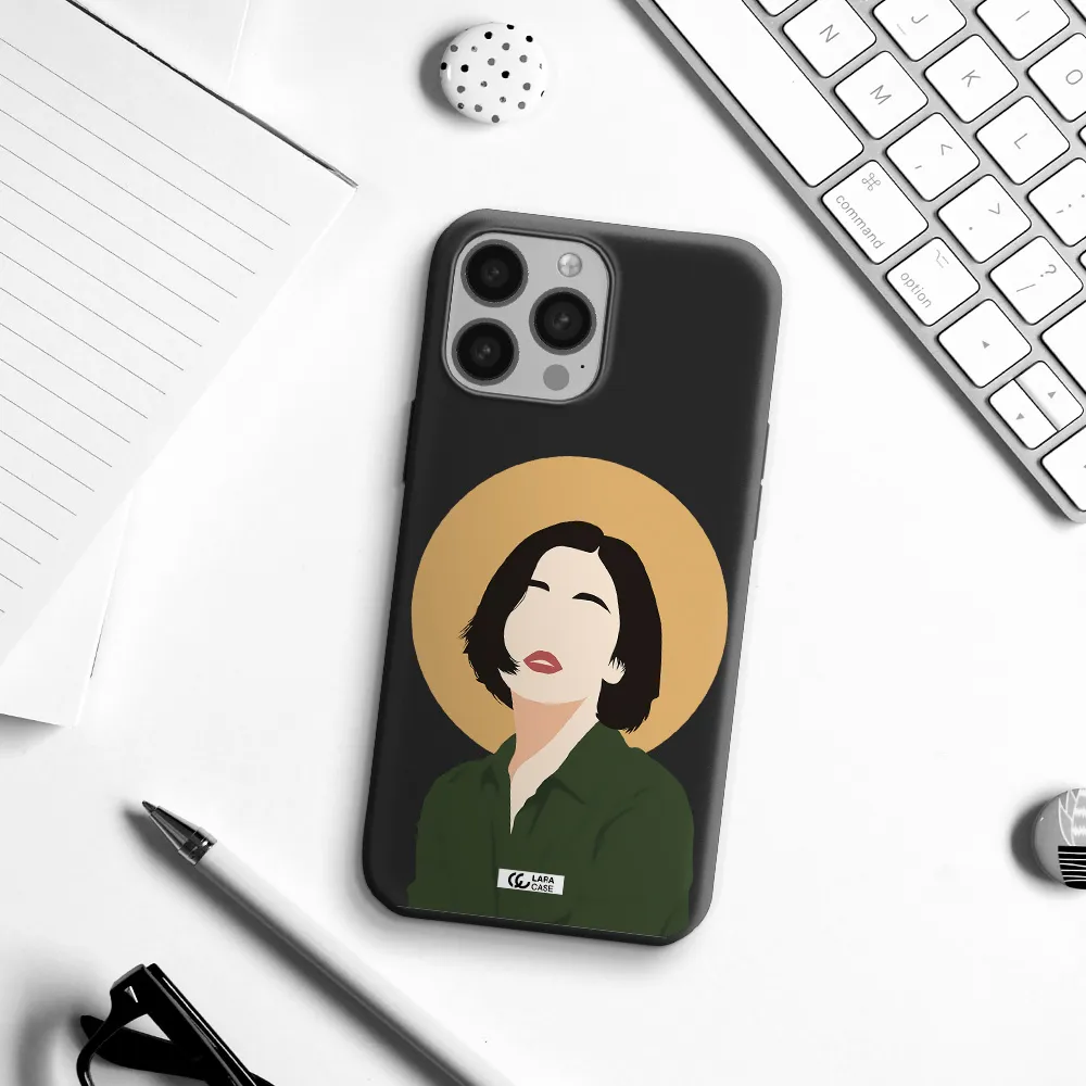 Portrait Of A Girl In A Green Dress Apple iPhone 13 Pro Silicone black Case
