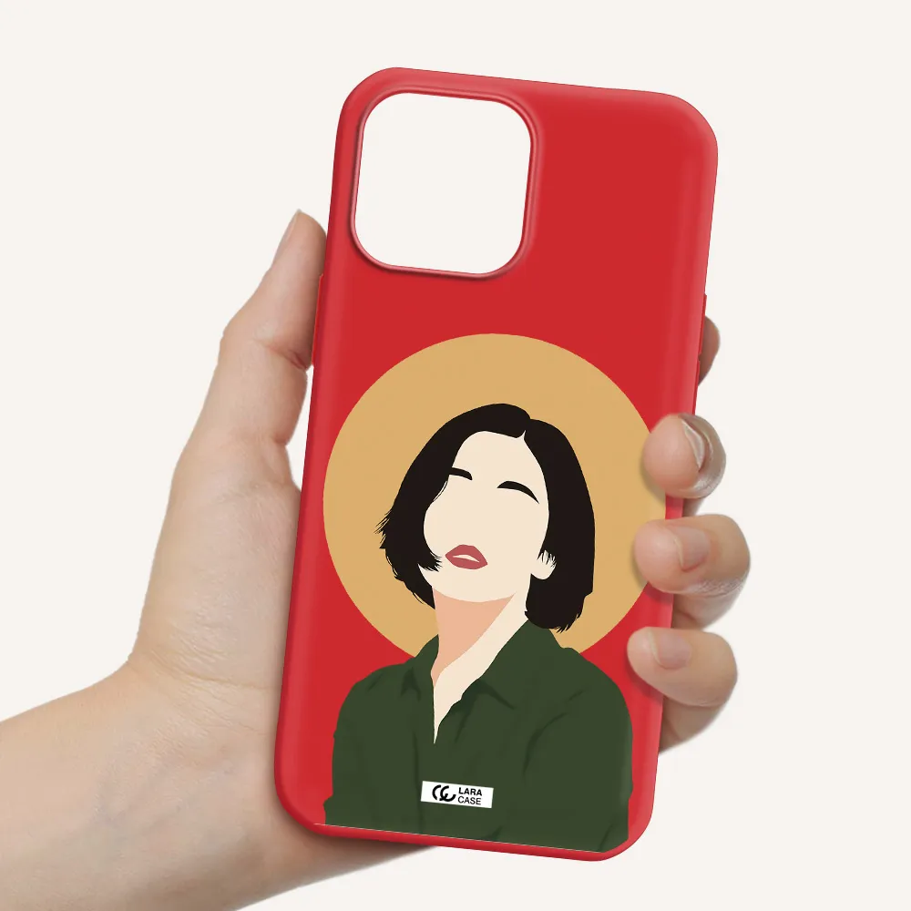 Portrait Of A Girl In A Green Dress Apple iPhone 13 Pro Silicone Imperial Red Case