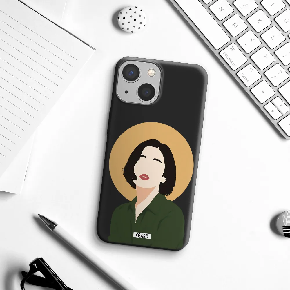 Portrait Of A Girl In A Green Dress Apple iPhone 13 Silicone black Case